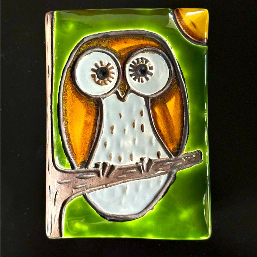 RARE Vintage Aldo Londi Bitossi Green and Orange Owl Cigarette Box